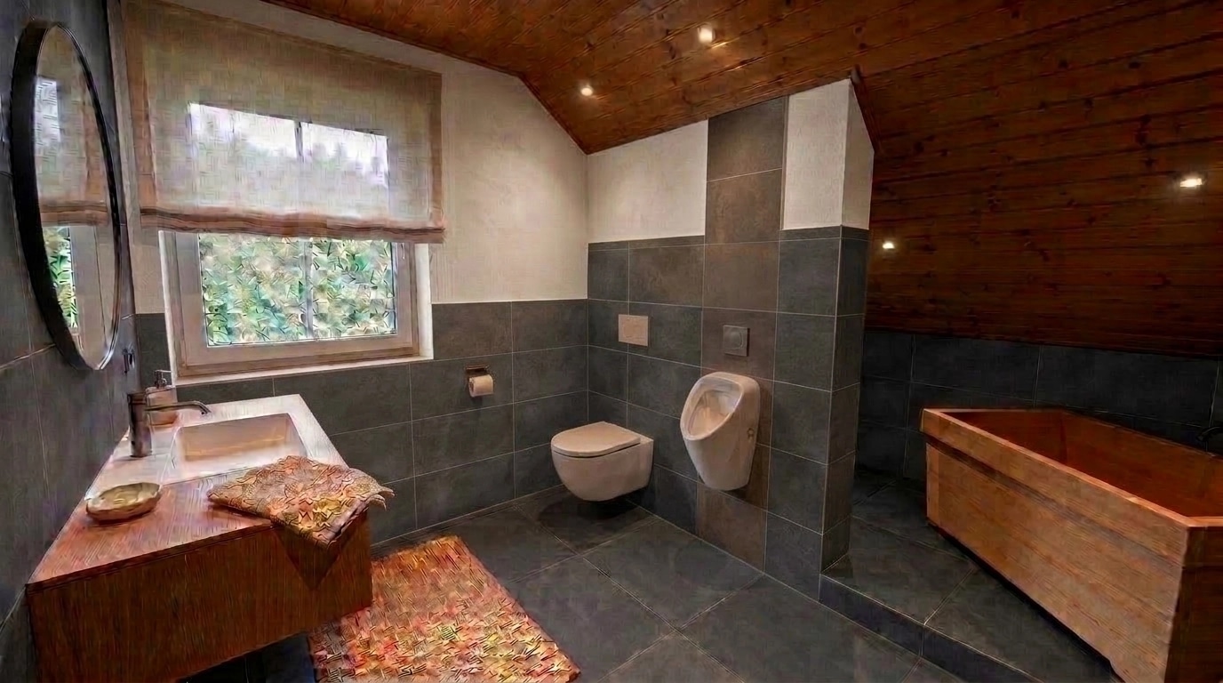 Bathroom interior in Japandi style — photo by GenRoom AI
