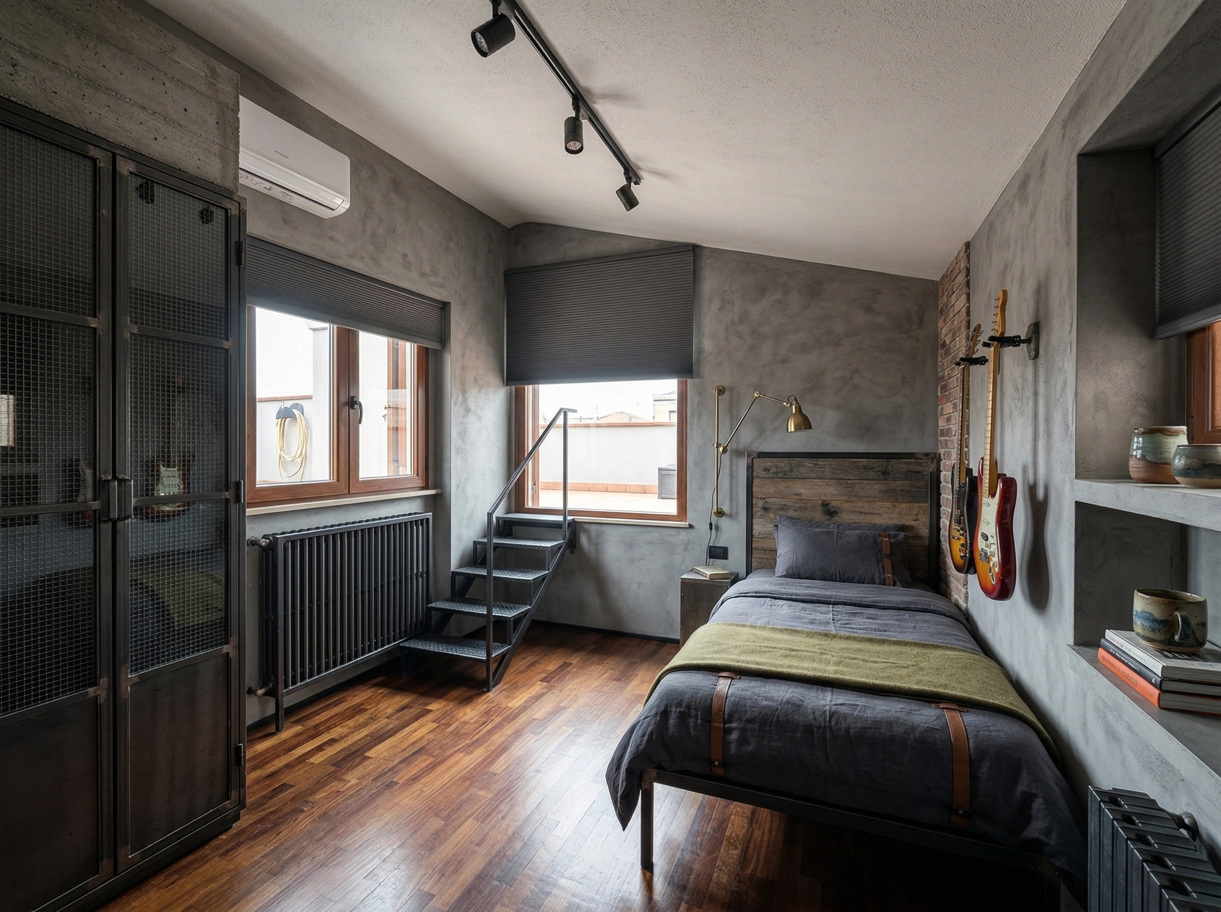 Interior design in Loft / Industrial style — Bedroom by GenRoom AI