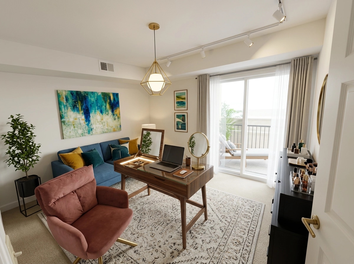 Office interior in Mid-Century Modern style — photo by GenRoom AI