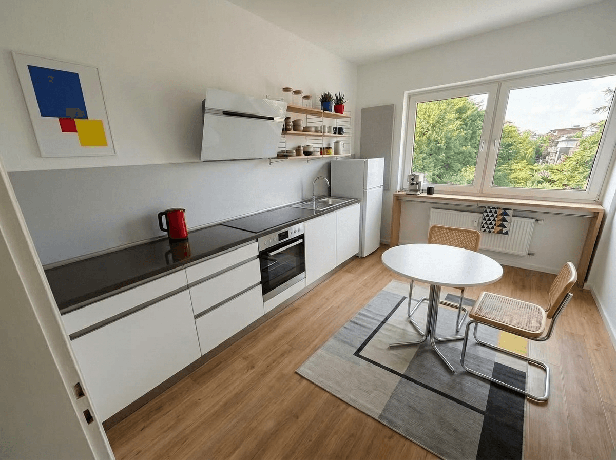 Kitchen interior in Bauhaus style — photo by GenRoom AI