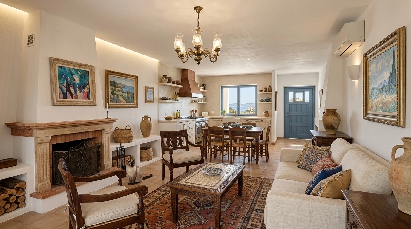 Diseño de interiores en estilo Mediterranean — Salón por GenRoom AI