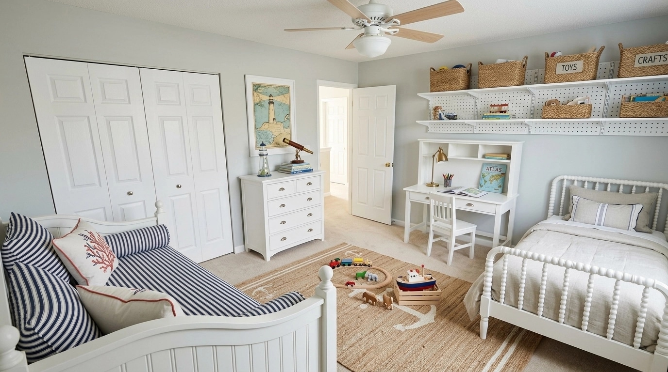 Interior design in Coastal / Hamptons style — Kids Room by GenRoom AI