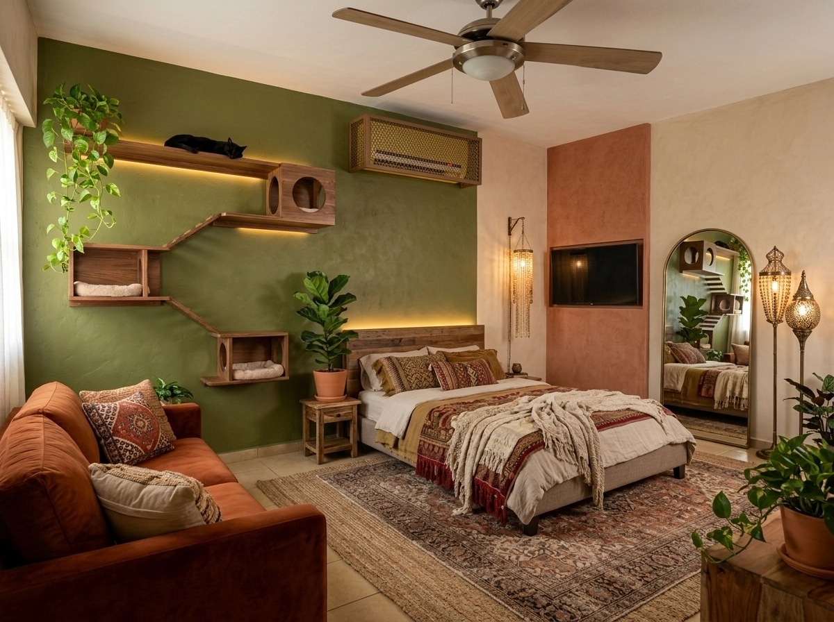 Reka bentuk dalaman dalam gaya Bohemian — Bilik Tidur oleh GenRoom AI