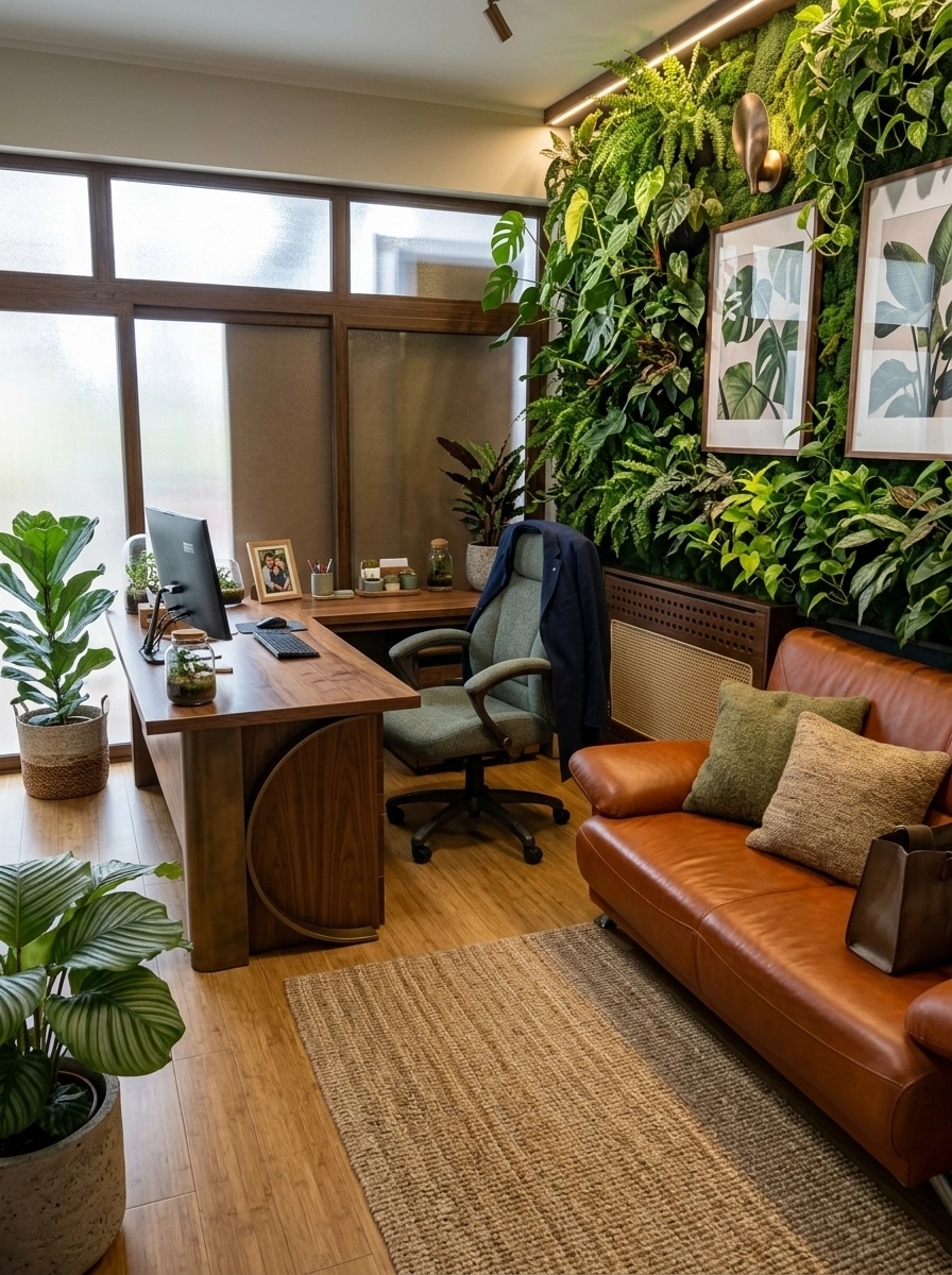 Office interior in Biophilic style — photo by GenRoom AI