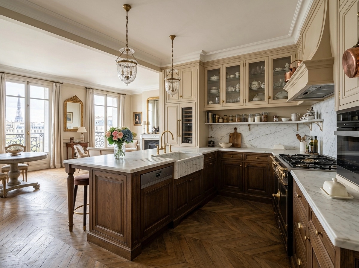 French Parisian Kitchen design — interior photo by GenRoom AI