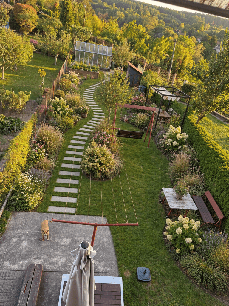 Yard design in Country Rustic Garden style — photo by GenRoom AI
