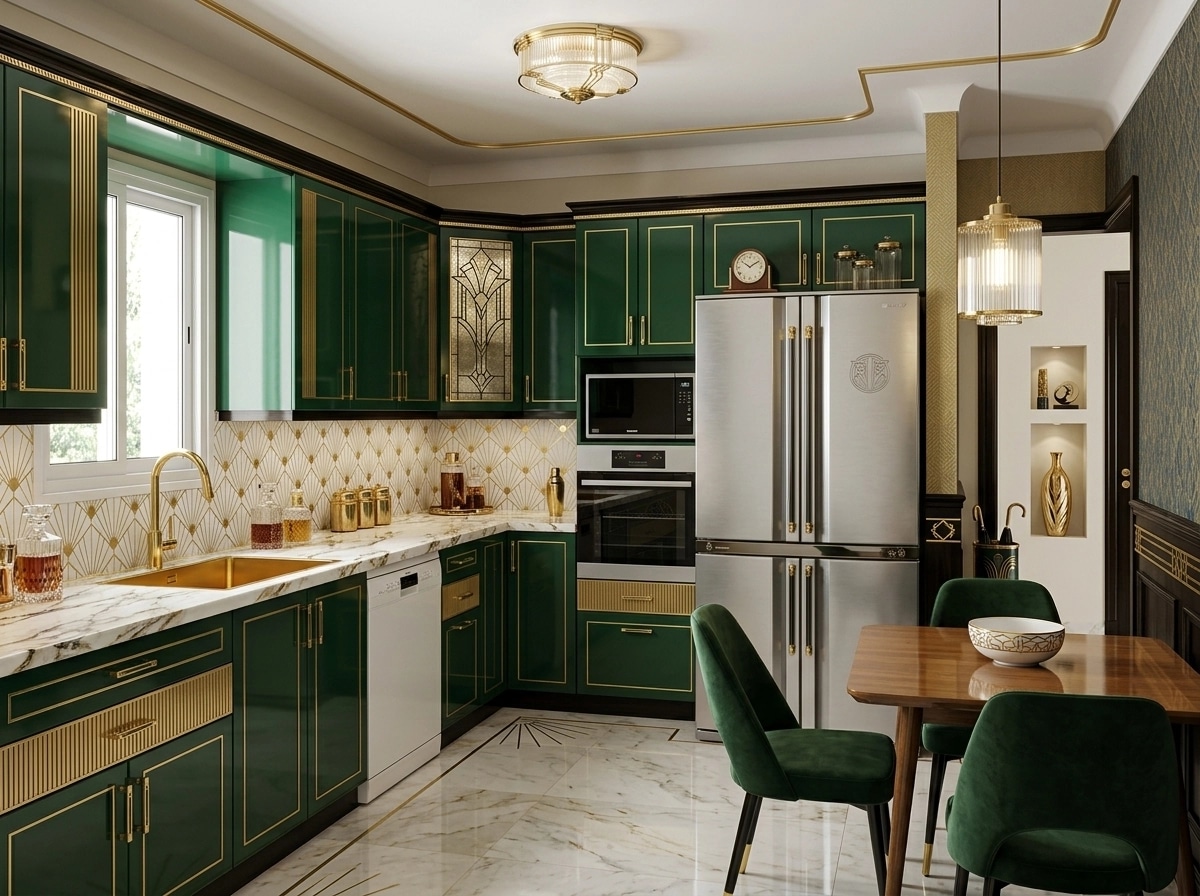 Kitchen interior in Art Deco style — photo by GenRoom AI