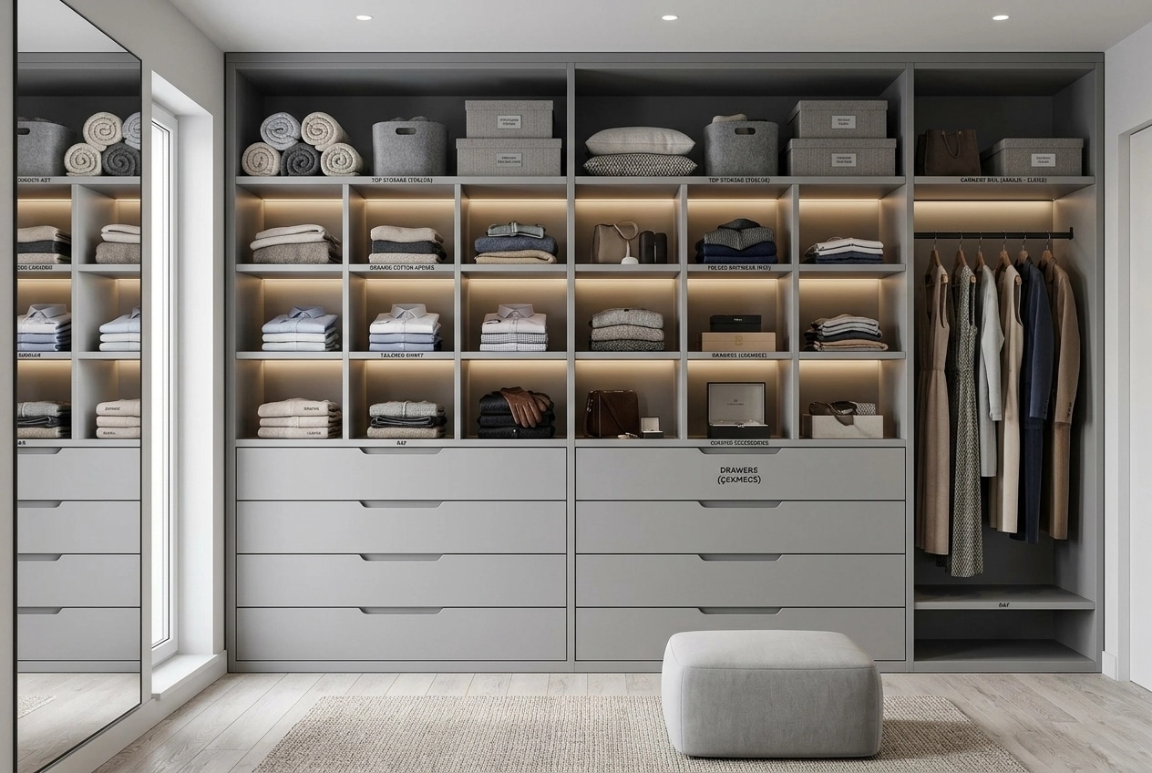 Interior design in Scandinavian style — wardrobe by GenRoom AI