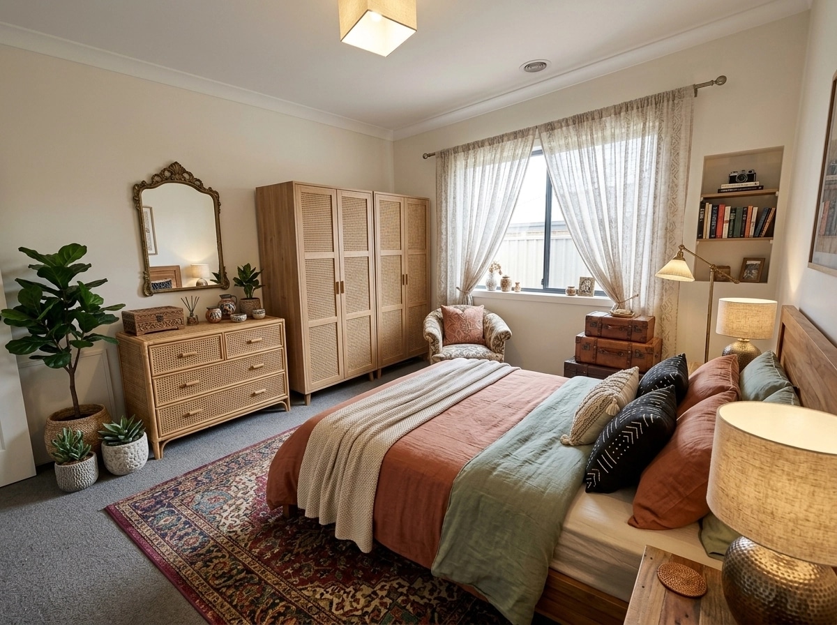Bohemian Bedroom design — interior photo by GenRoom AI