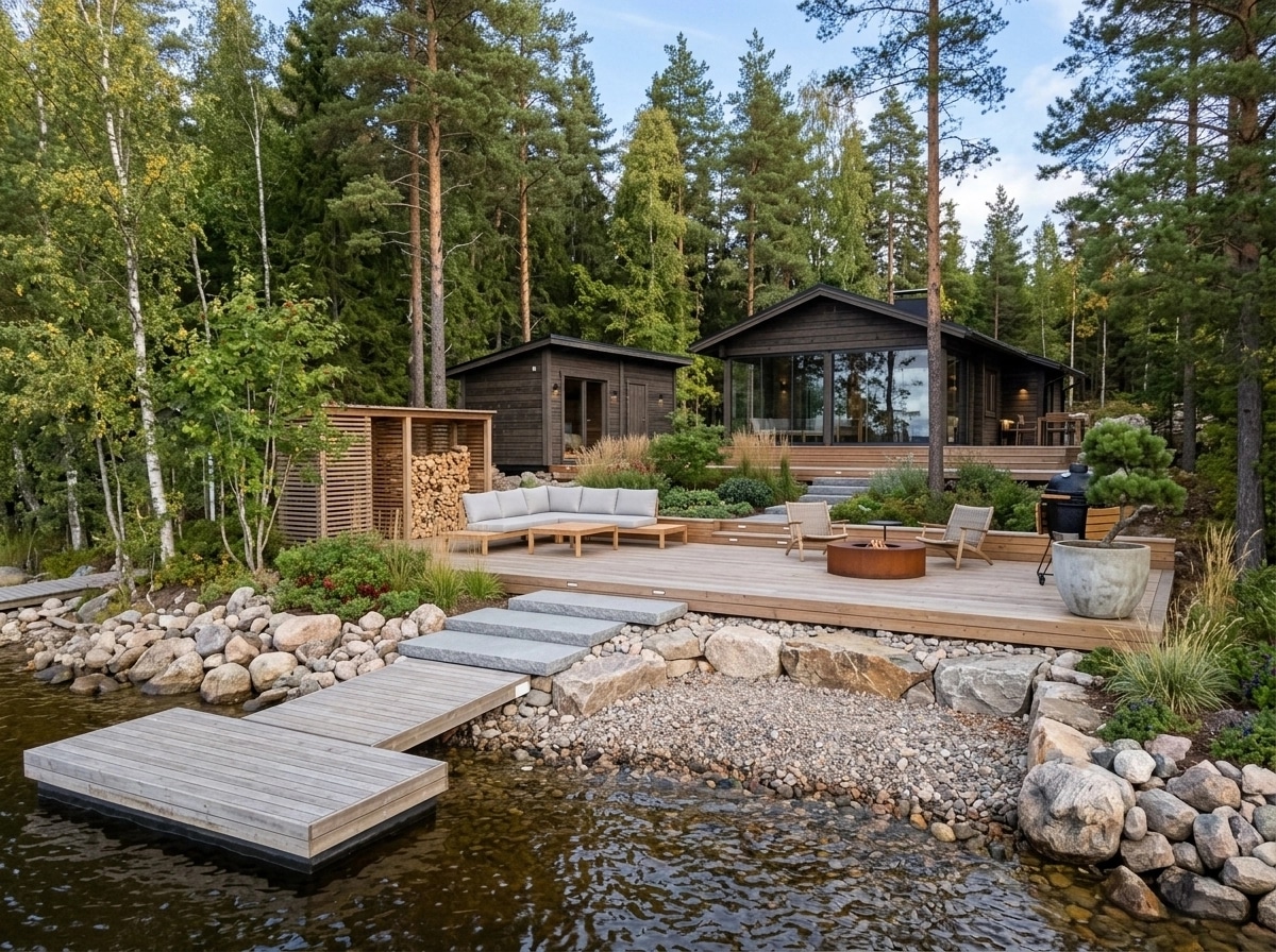 Landscape design in Scandinavian Garden style — Yard by GenRoom AI
