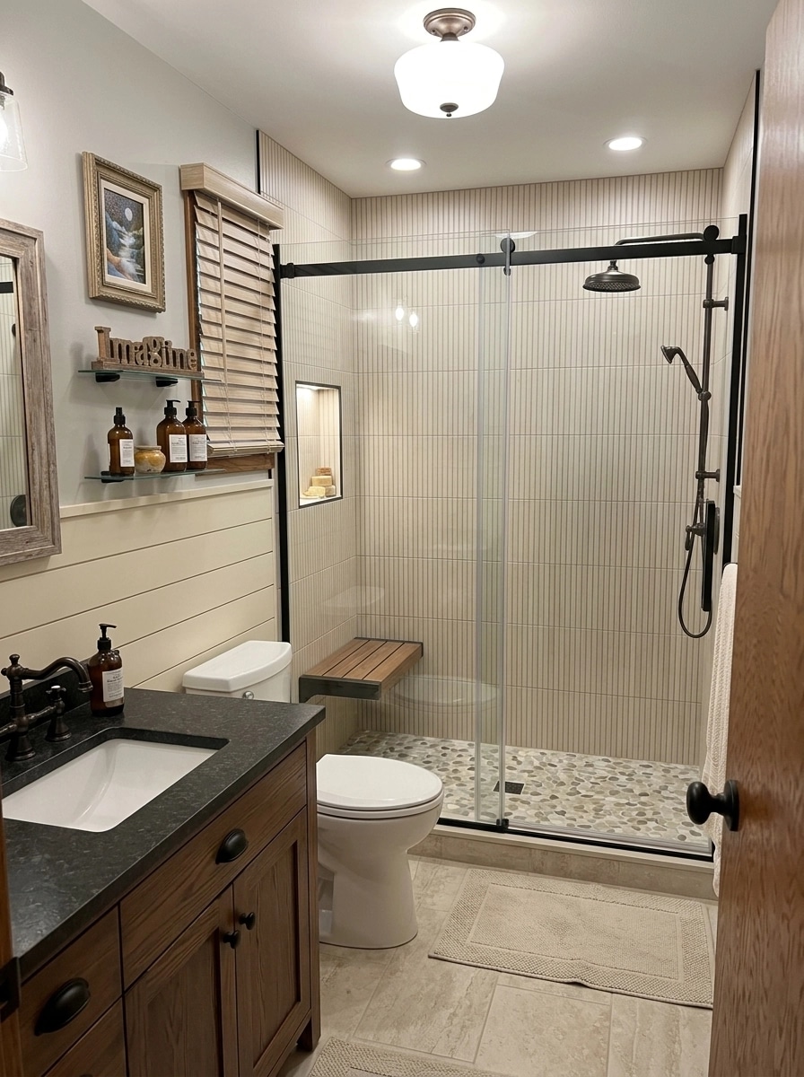 Bathroom interior in Modern Farmhouse style — photo by GenRoom AI