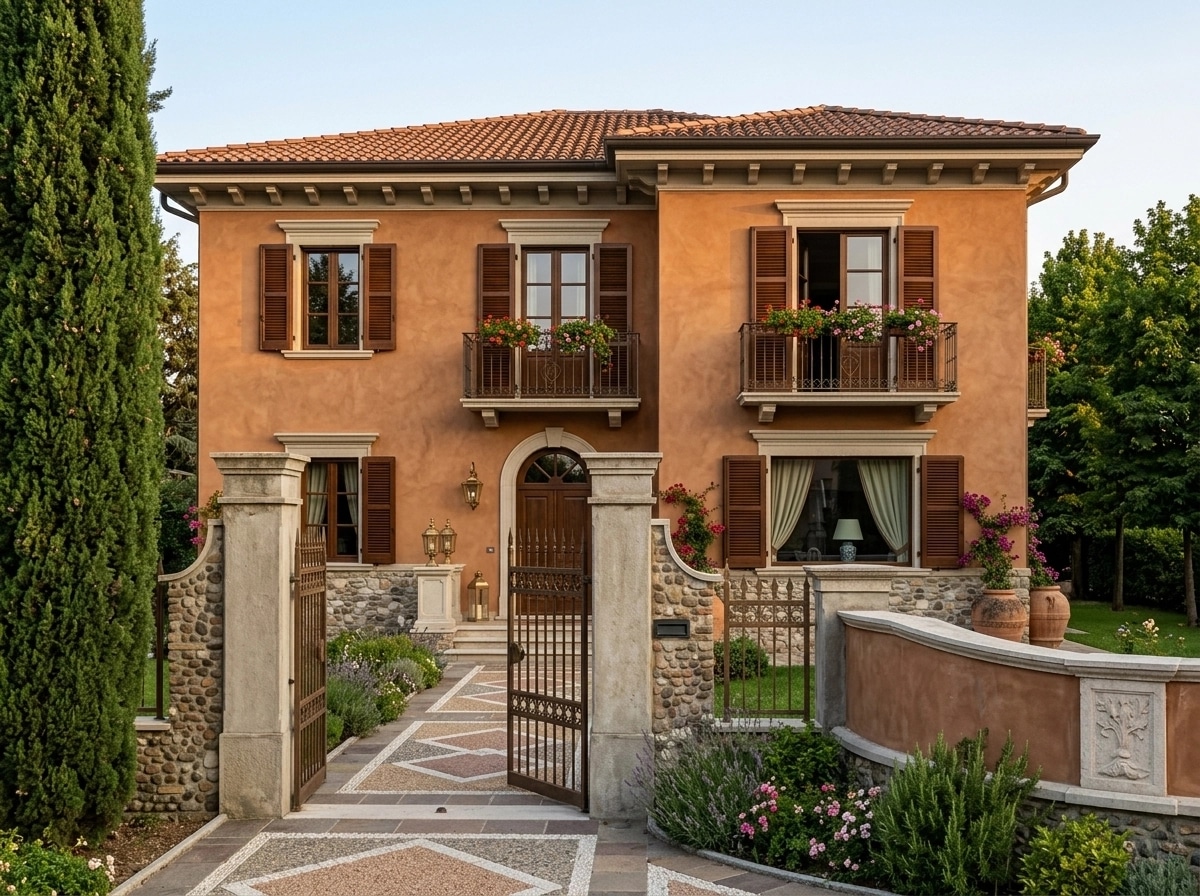 Italian Villa Facade Facade design — facade photo by GenRoom AI