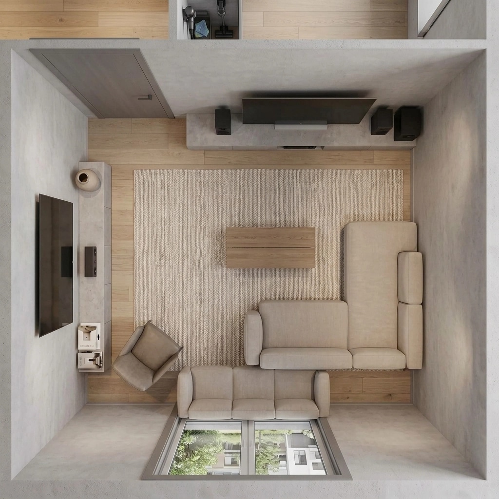 Minimalism Living Room design — interior photo by GenRoom AI