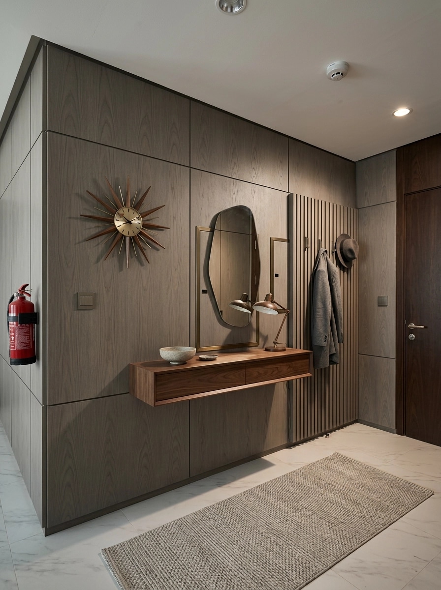 Hallway interior in Mid-Century Modern style — photo by GenRoom AI