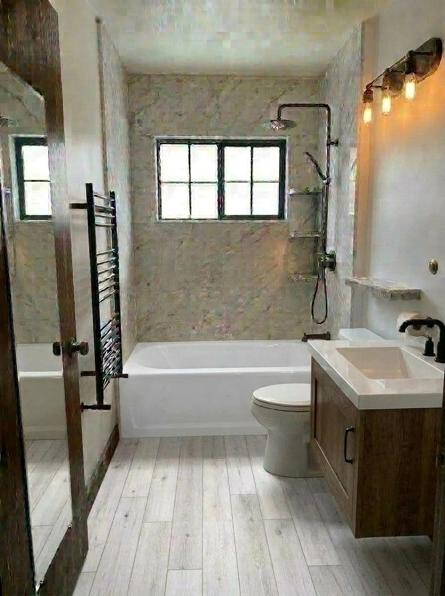 Bathroom interior in Loft / Industrial style — photo by GenRoom AI