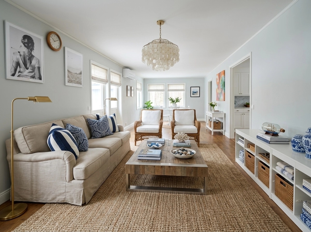Interior design in Coastal / Hamptons style — Living Room by GenRoom AI
