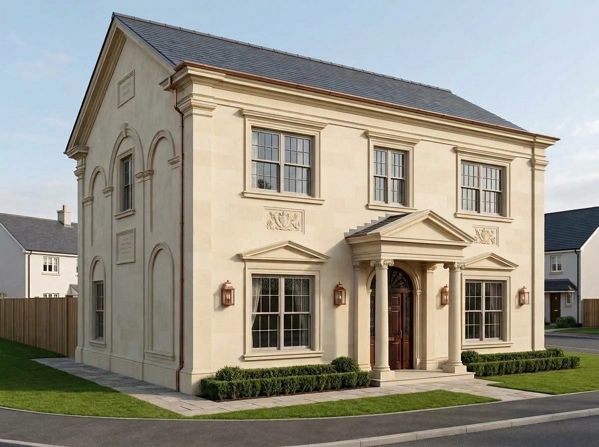 Neoclassic Facade Fachada design — facade photo by GenRoom AI