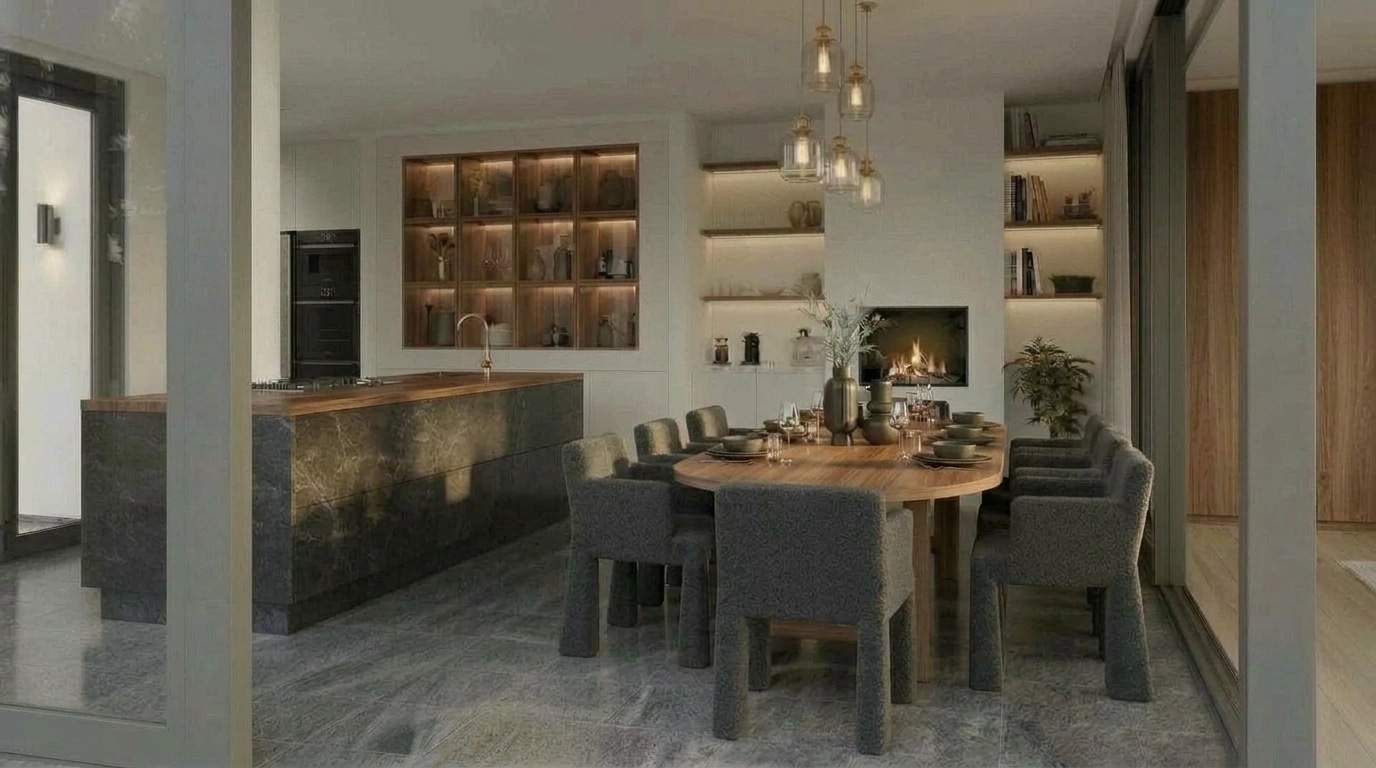 Interior design in Mid-Century Modern style — Kitchen by GenRoom AI