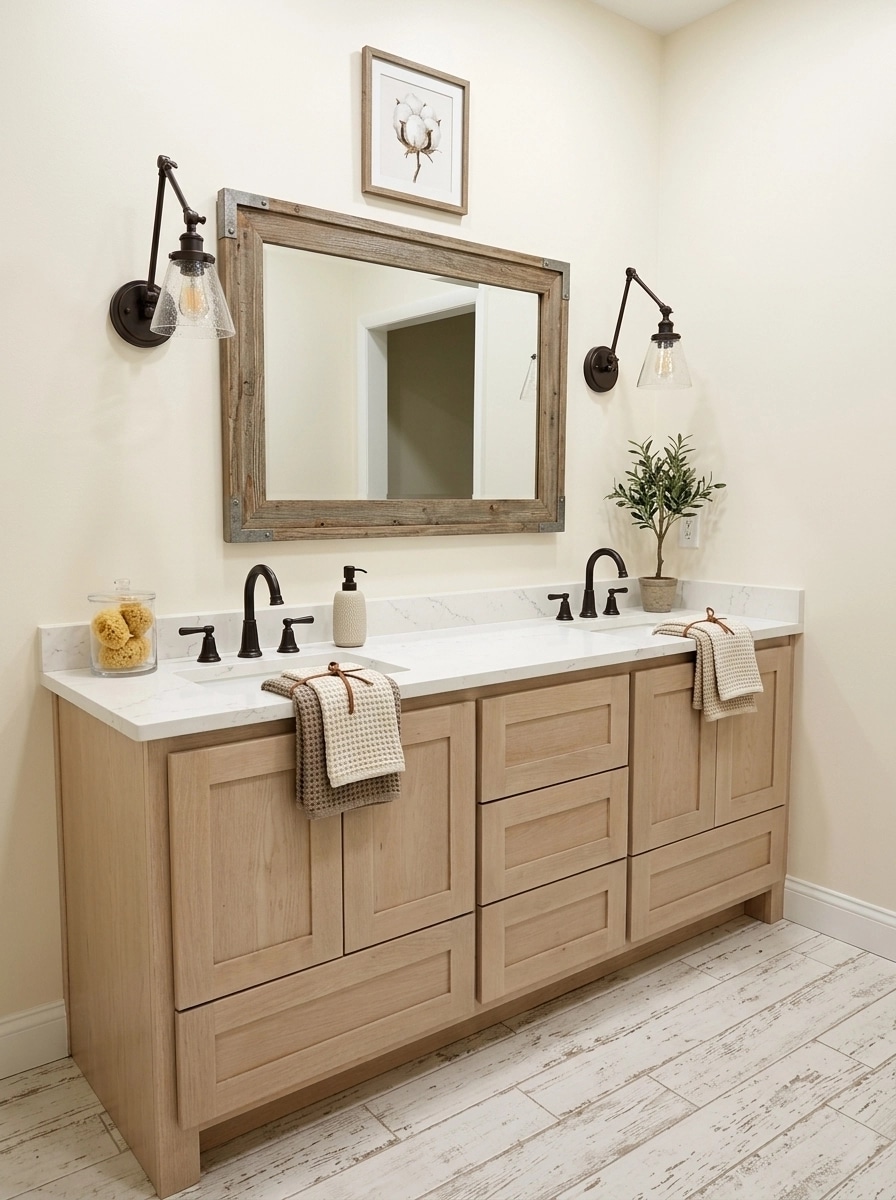 Bathroom interior in Modern Farmhouse style — photo by GenRoom AI