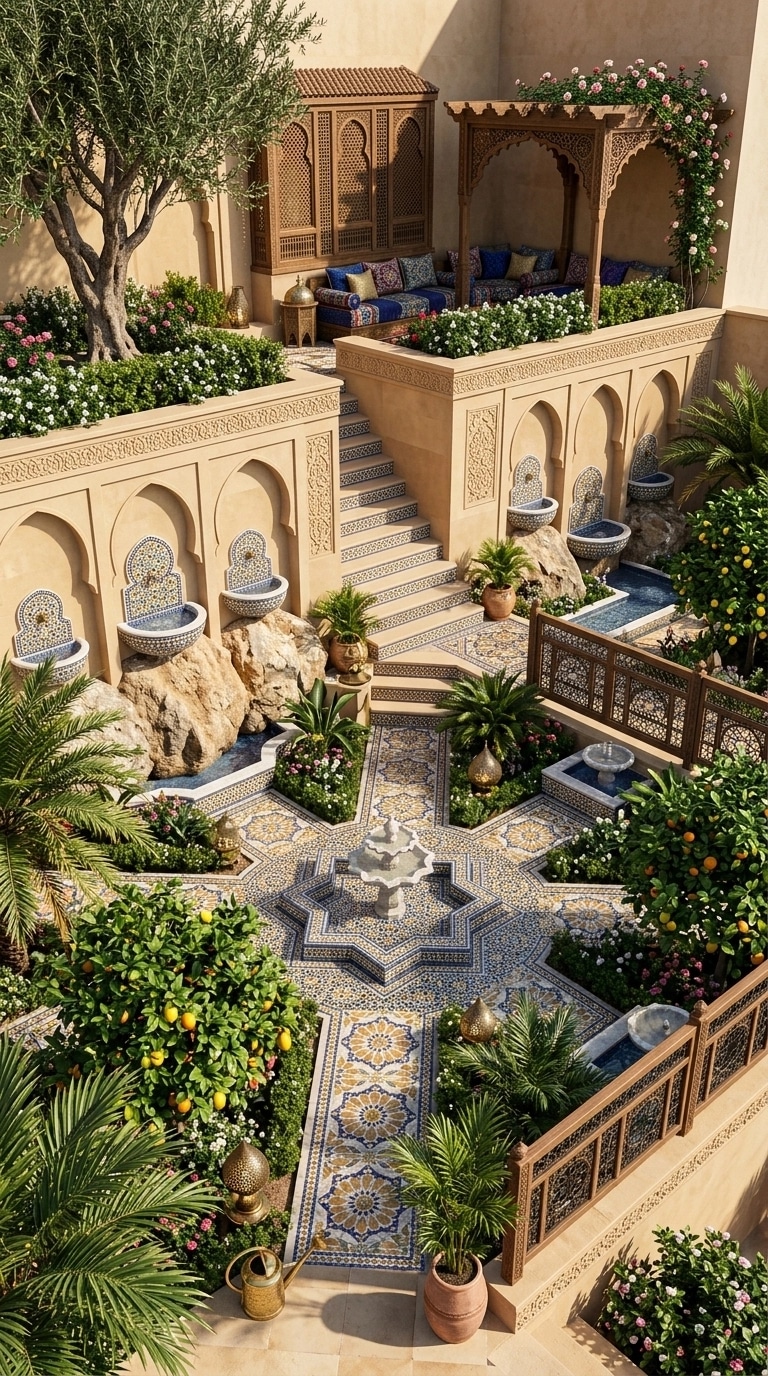 Landscape design in Arabian Courtyard style — Yard by GenRoom AI