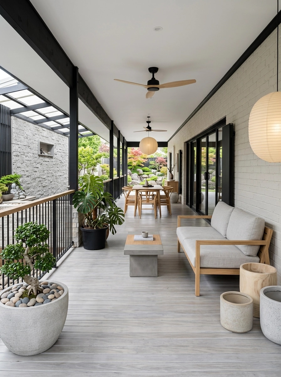 Interior design in Japandi style — balcony by GenRoom AI
