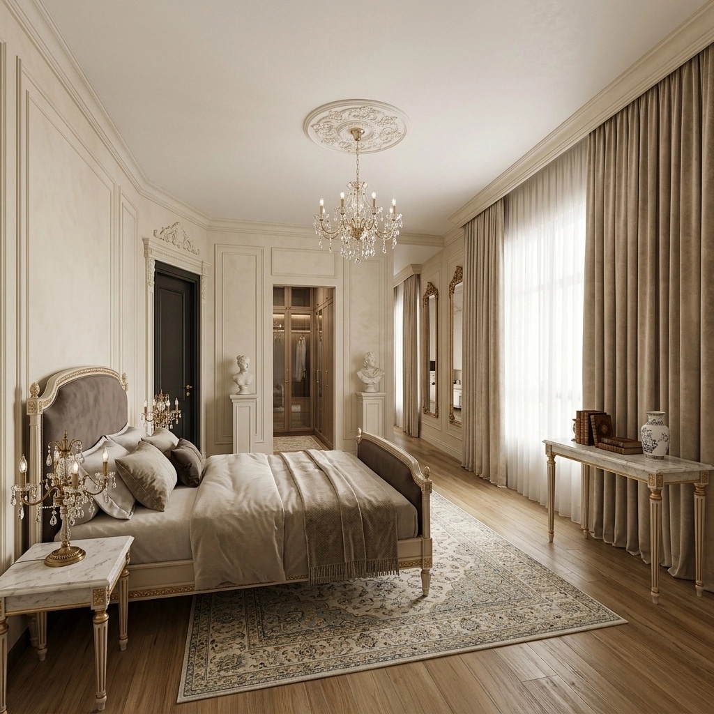 Neoclassic Bedroom design — interior photo by GenRoom AI