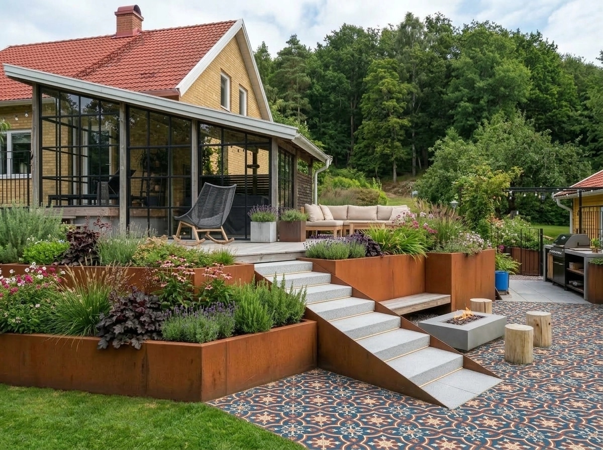 Landscape design in Scandinavian Garden style — Yard by GenRoom AI