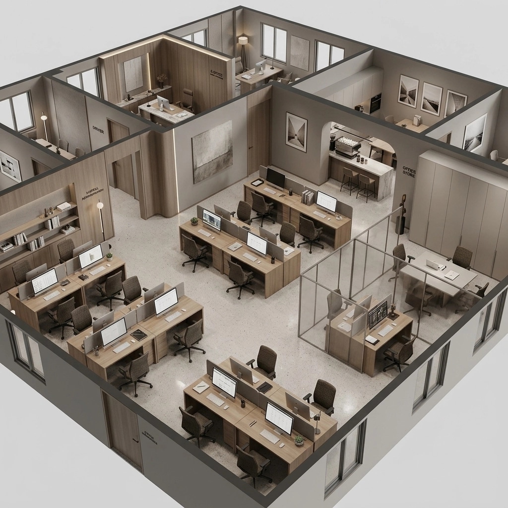 Minimalism Office design — interior photo by GenRoom AI