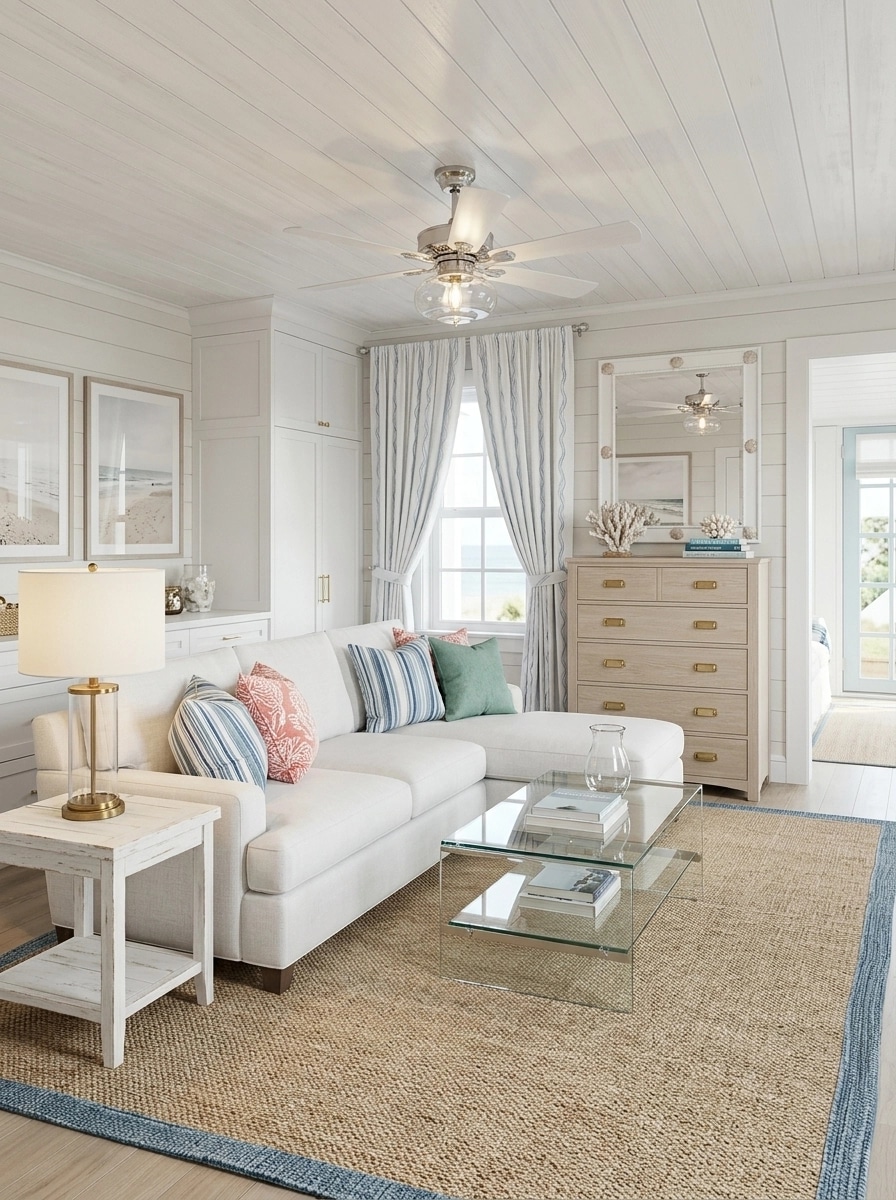 Interior design in Coastal / Hamptons style — Living Room by GenRoom AI