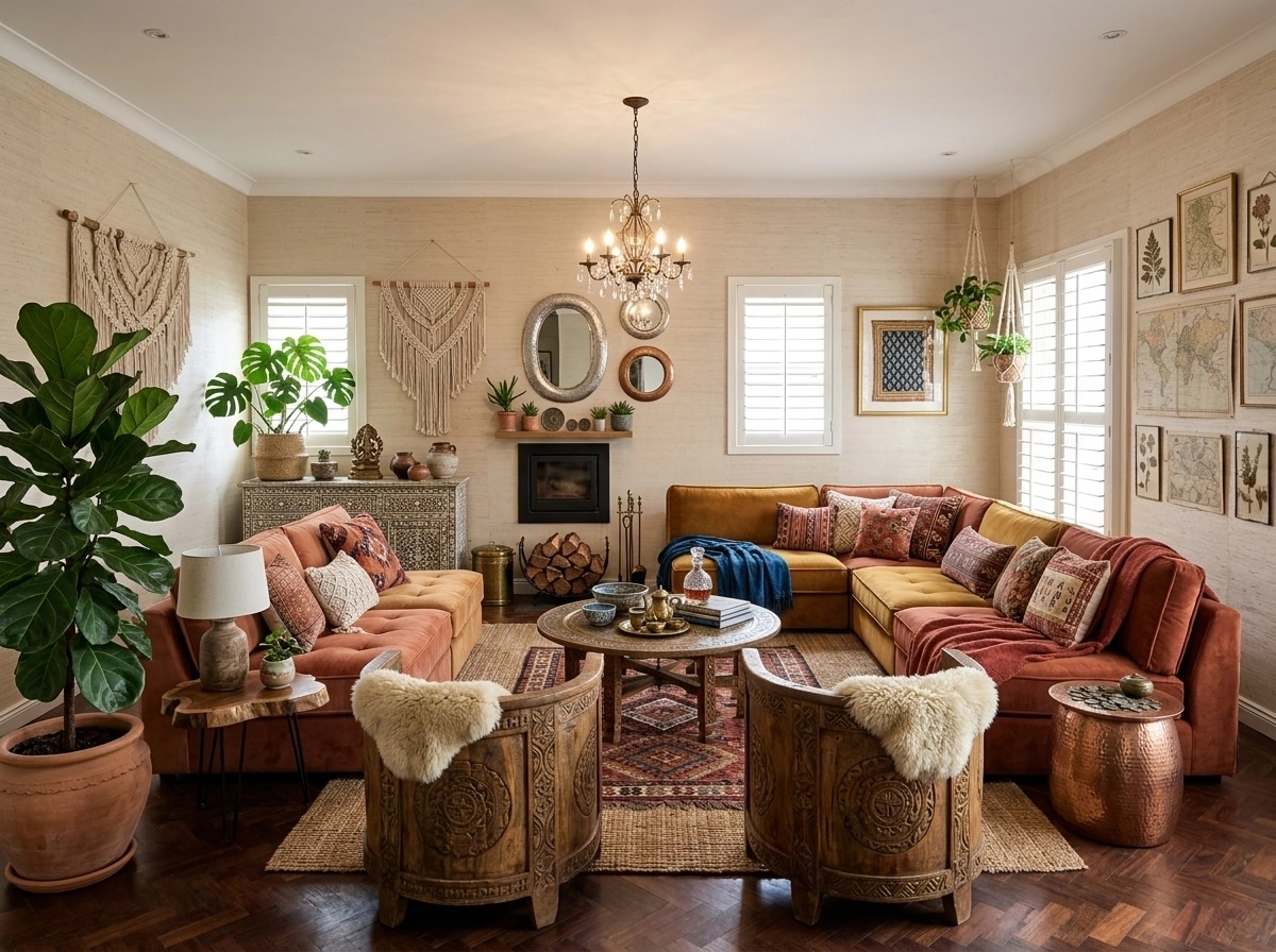 Interior design in Bohemian style — Living Room by GenRoom AI