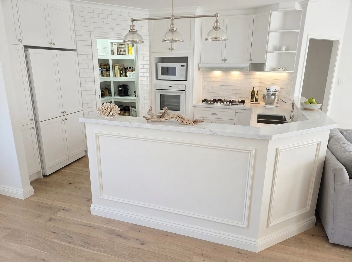 Kitchen interior in Coastal / Hamptons style — photo by GenRoom AI