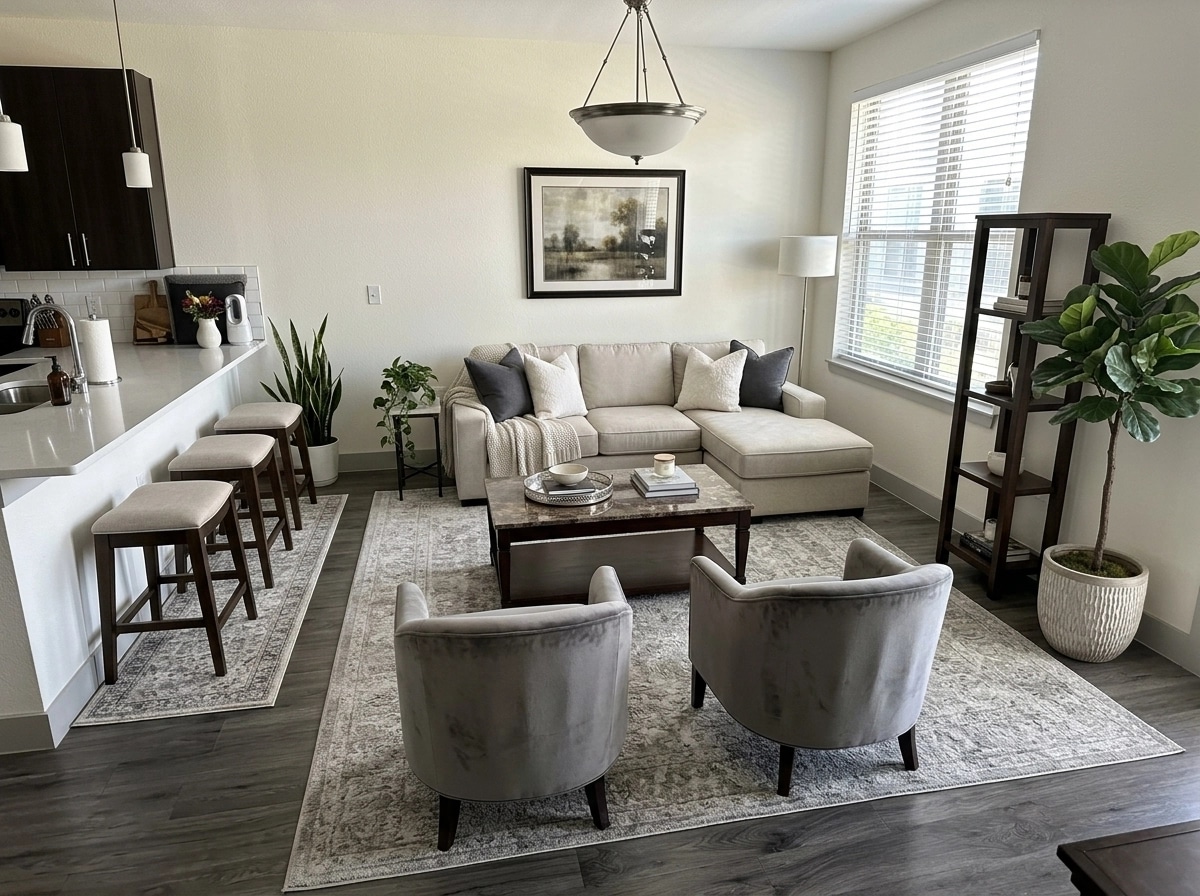 Transitional Living Room design — interior photo by GenRoom AI
