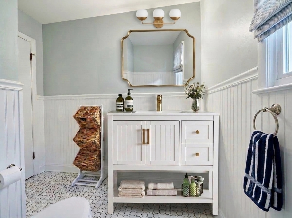 Bathroom interior in Coastal / Hamptons style — photo by GenRoom AI