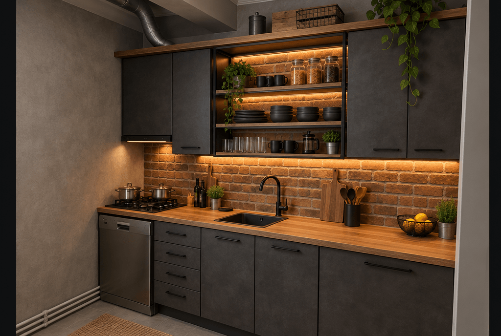 Kitchen interior in Loft / Industrial style — photo by GenRoom AI