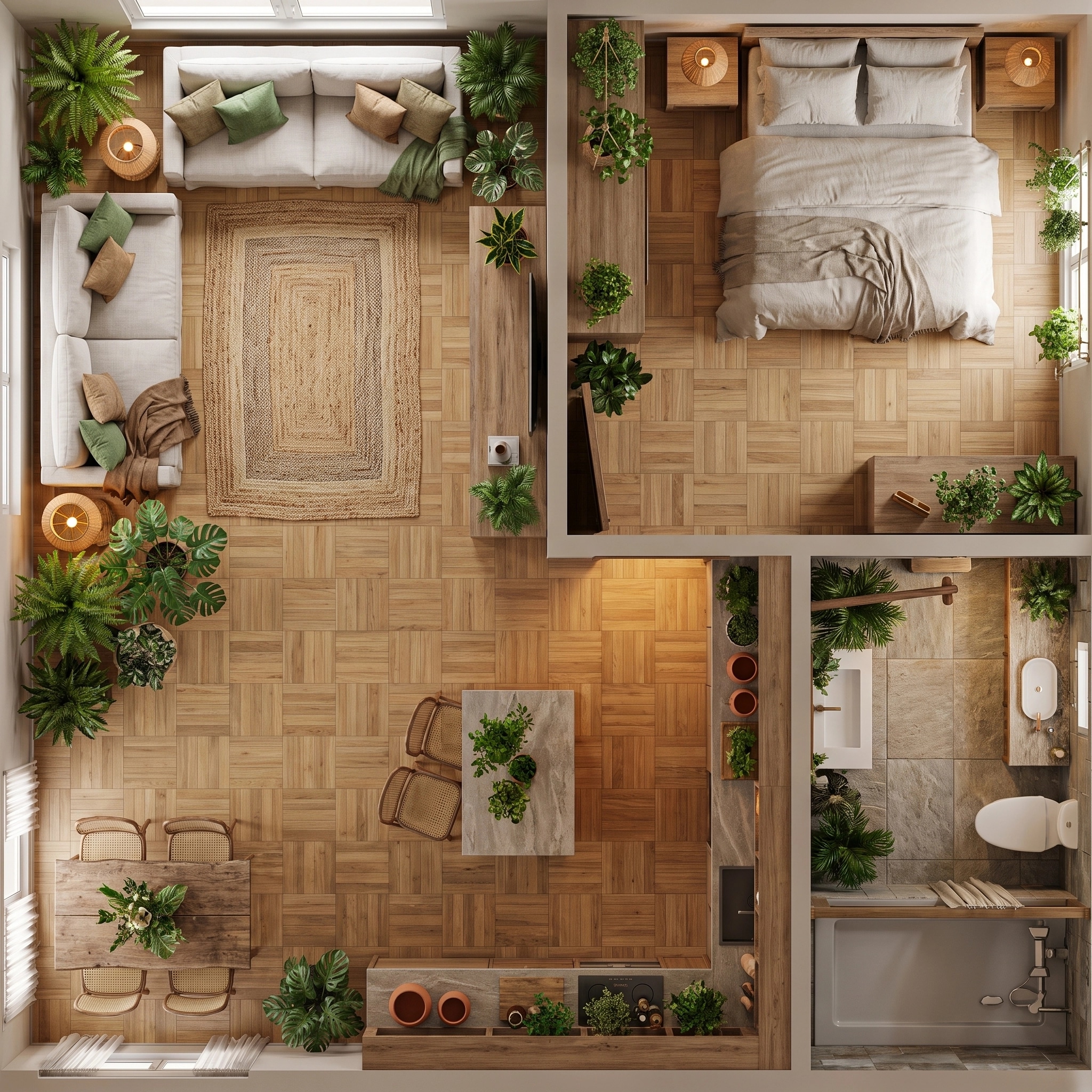 Interior design in Biophilic style — Living Room by GenRoom AI