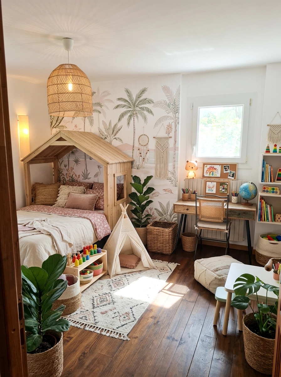 Bohemian Chambre d'Enfant design — interior photo by GenRoom AI