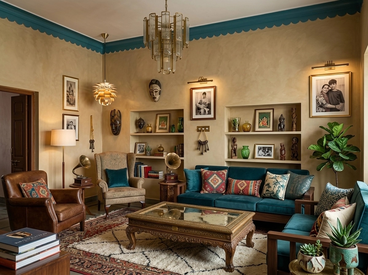 Design d'intérieur en style Eclectic — Salon par GenRoom AI