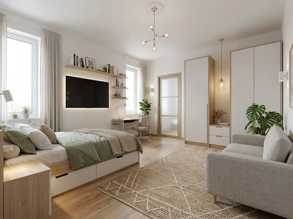 Interiördesign i stilen Scandinavian — Sovrum av GenRoom AI