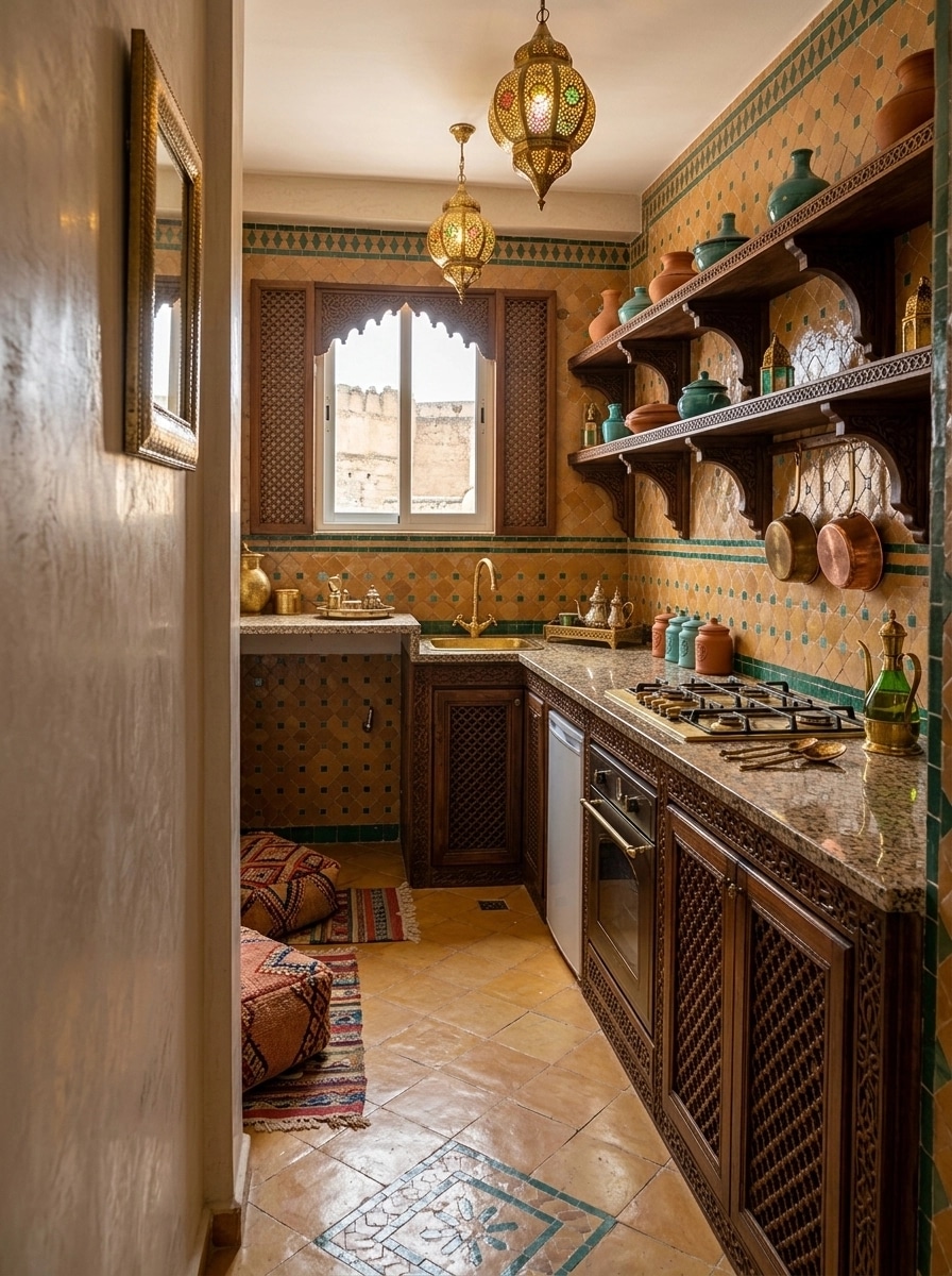 Kitchen interior in Arabian / Moroccan style — photo by GenRoom AI