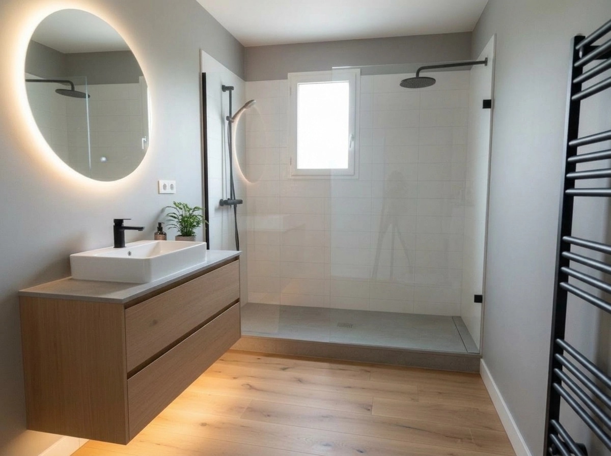 Bathroom interior in Scandinavian style — photo by GenRoom AI