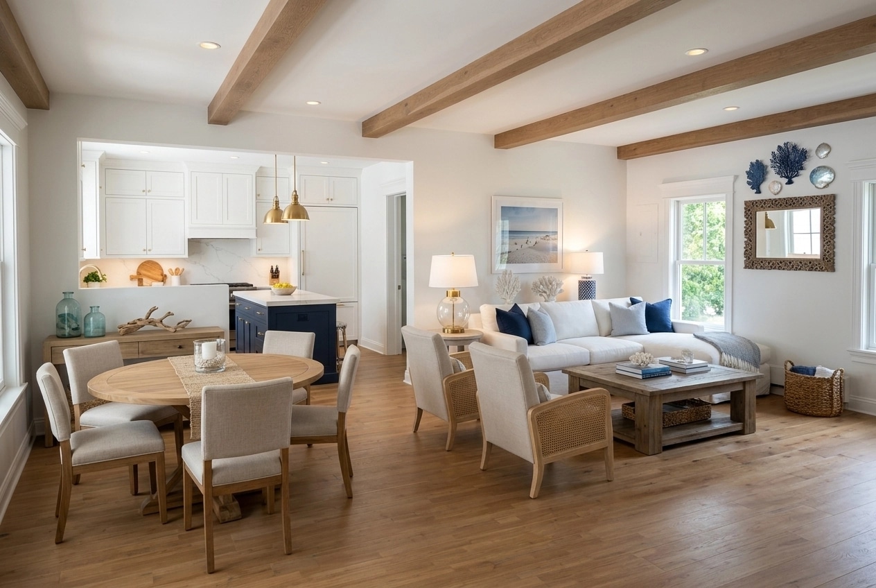 Interior design in Coastal / Hamptons style — Living Room by GenRoom AI