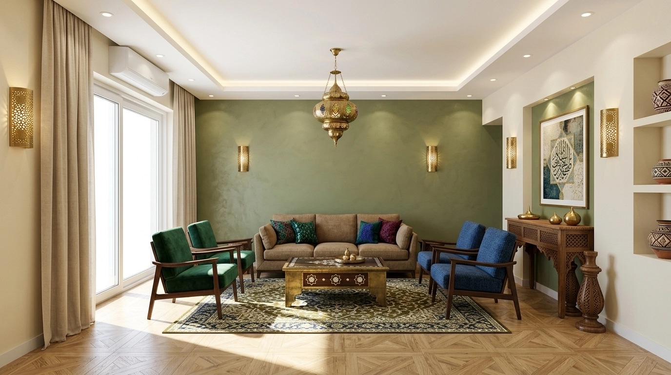 Interior design in Islamic Geometric style — Living Room by GenRoom AI