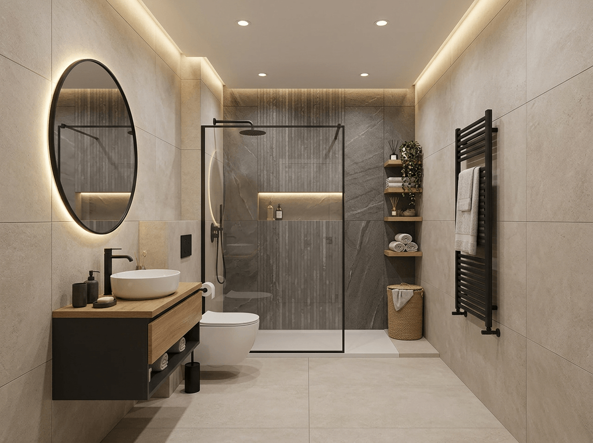 Contemporary Bathroom design — interior photo by GenRoom AI