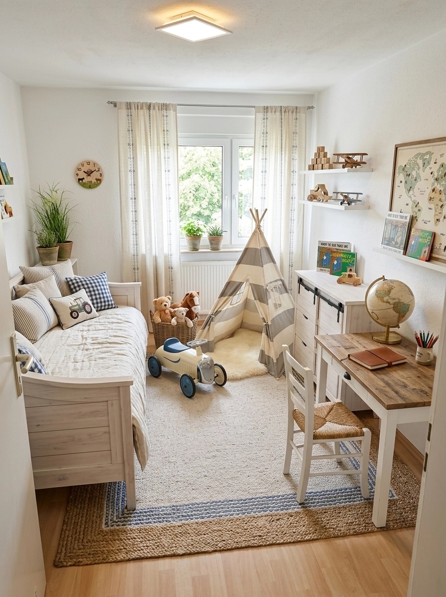 Modern Farmhouse Kids Room design — interior photo by GenRoom AI