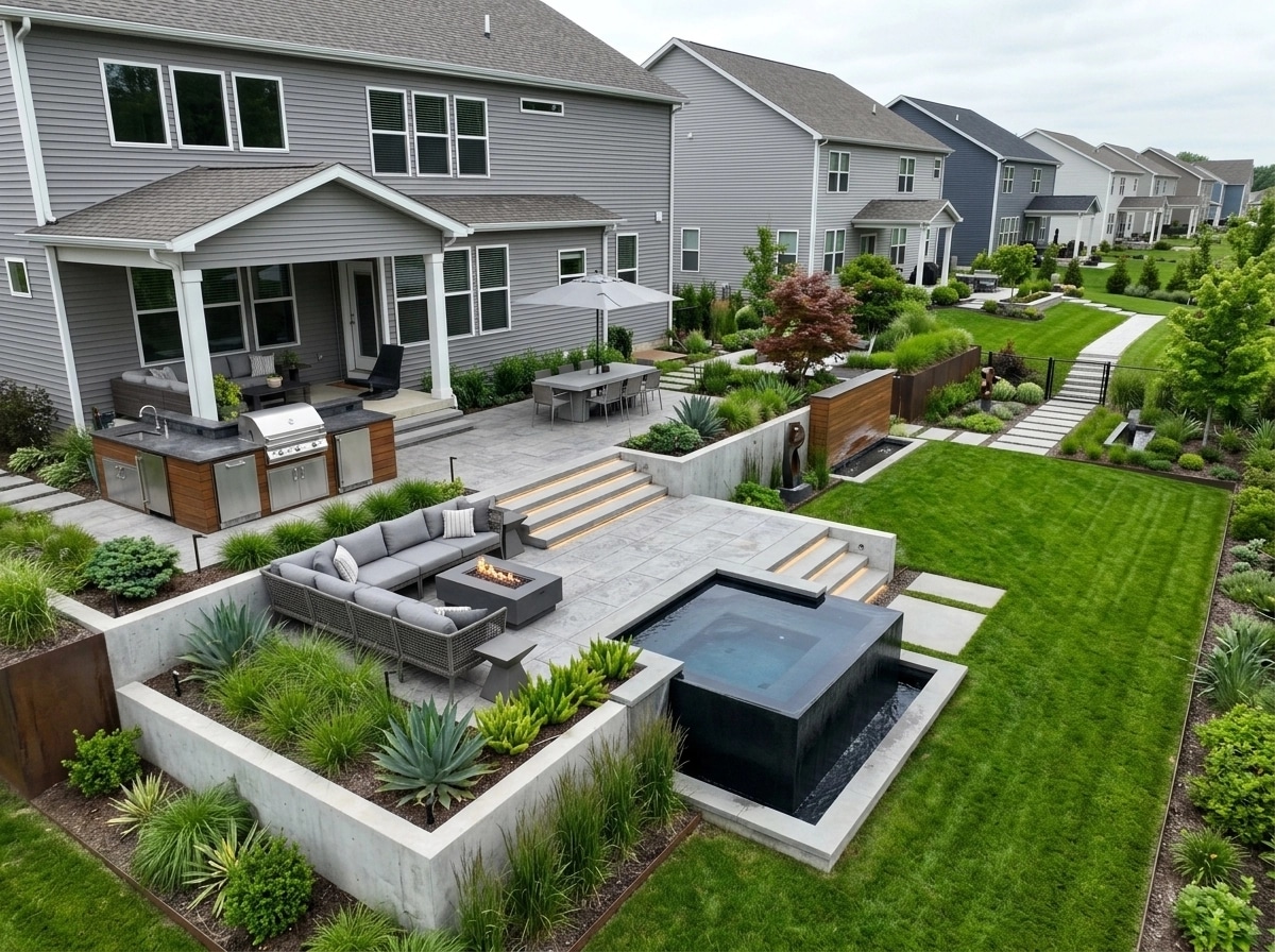 Landscape design in Contemporary Yard style — Yard by GenRoom AI