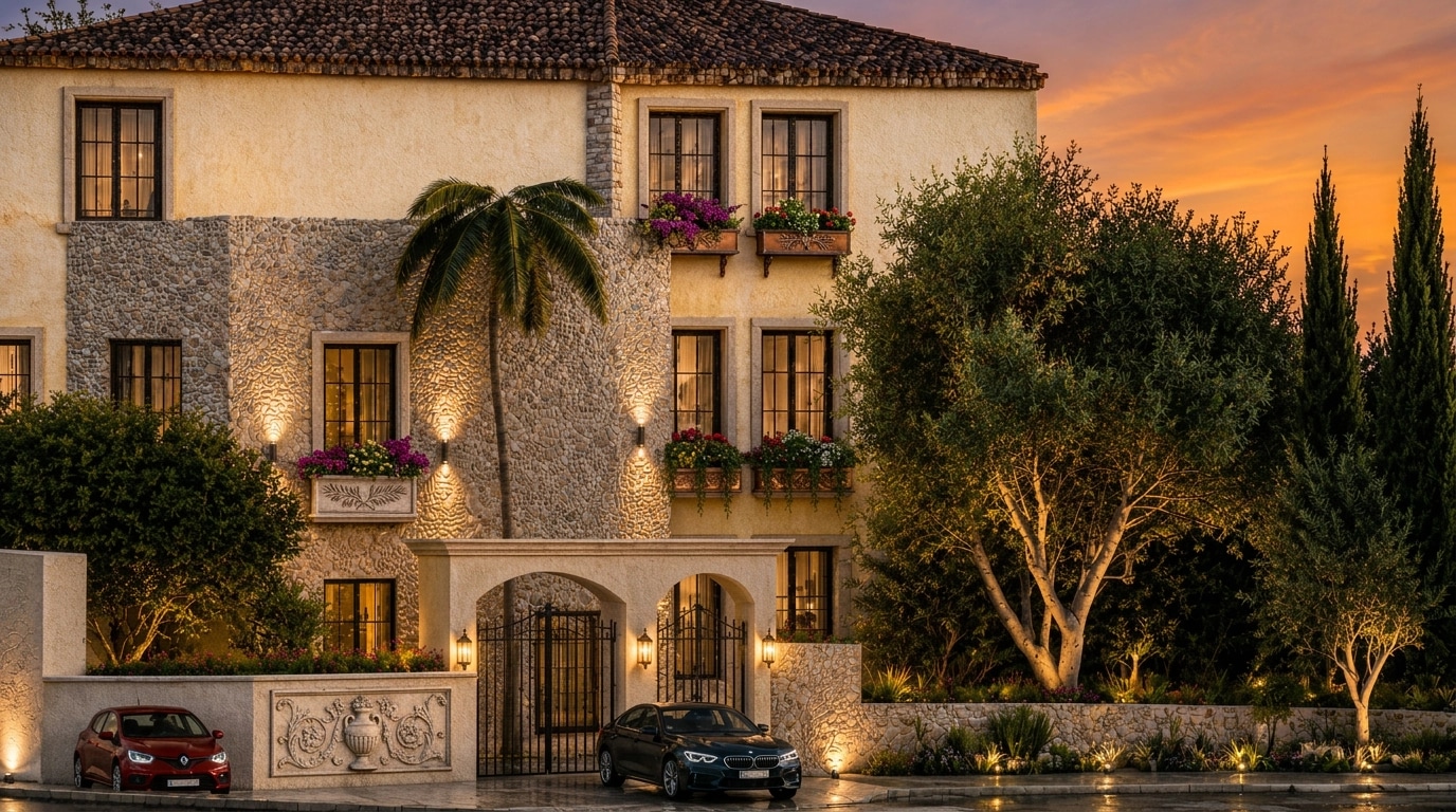 Facade design in Mediterranean Facade style — photo by GenRoom AI