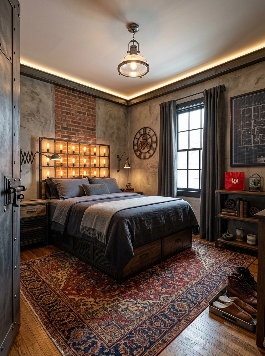 Interior design in Loft / Industrial style — Bedroom by GenRoom AI