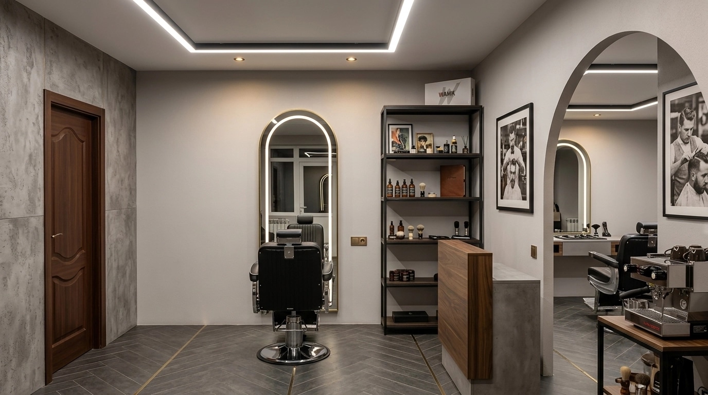 Interior design in Contemporary style — barbershop by GenRoom AI