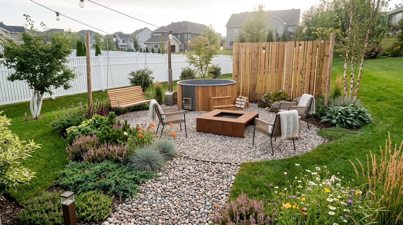 Landscape design in Scandinavian Garden style — Yard by GenRoom AI