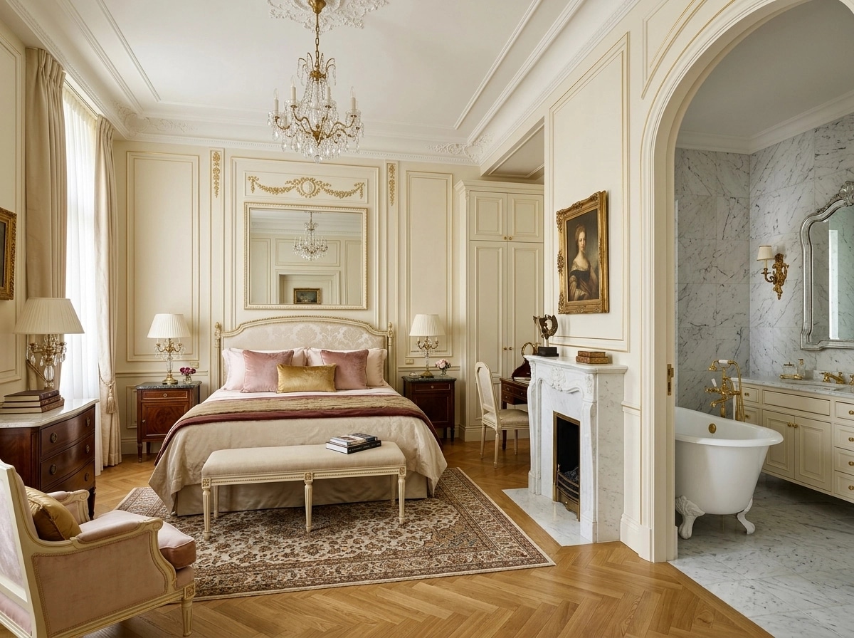 Interior design in Neoclassic style — Bedroom by GenRoom AI